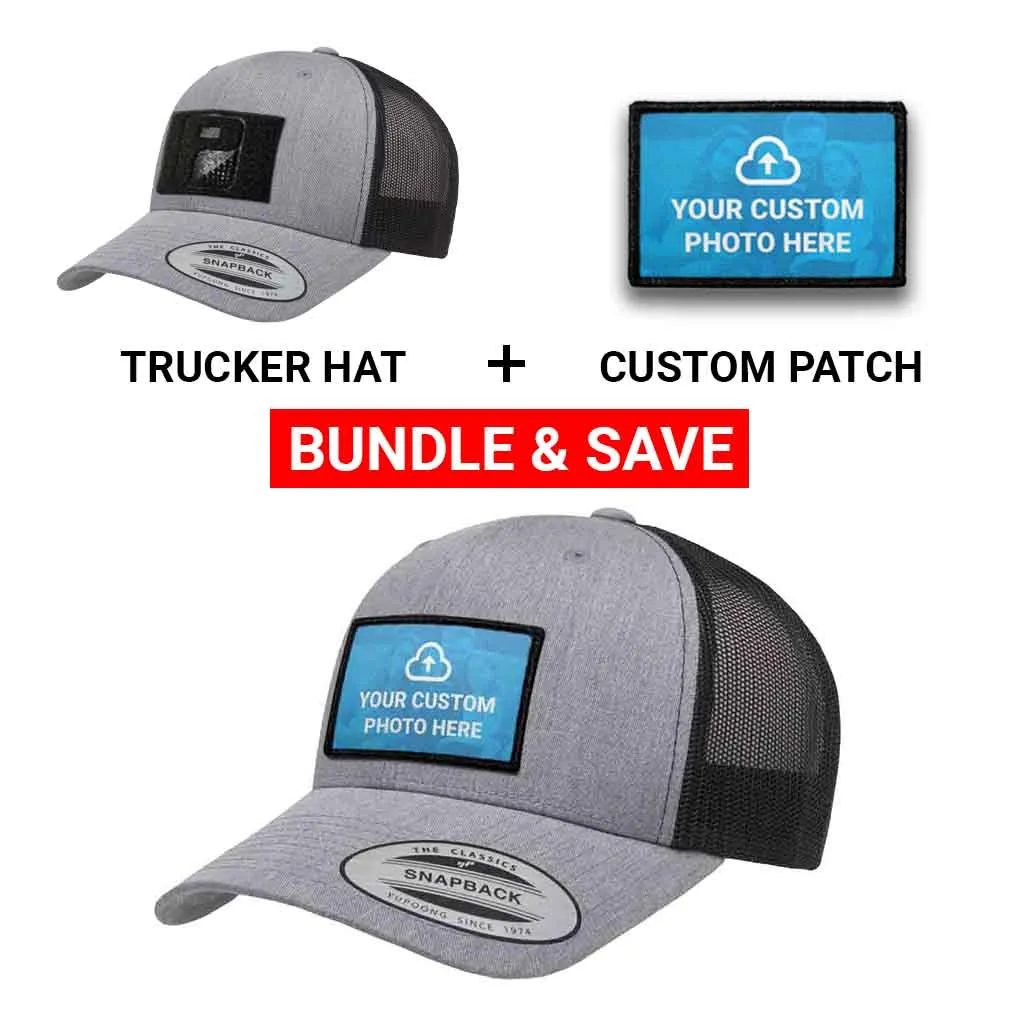 Pull Patch Custom Photo truckerkasket grå sort + patch