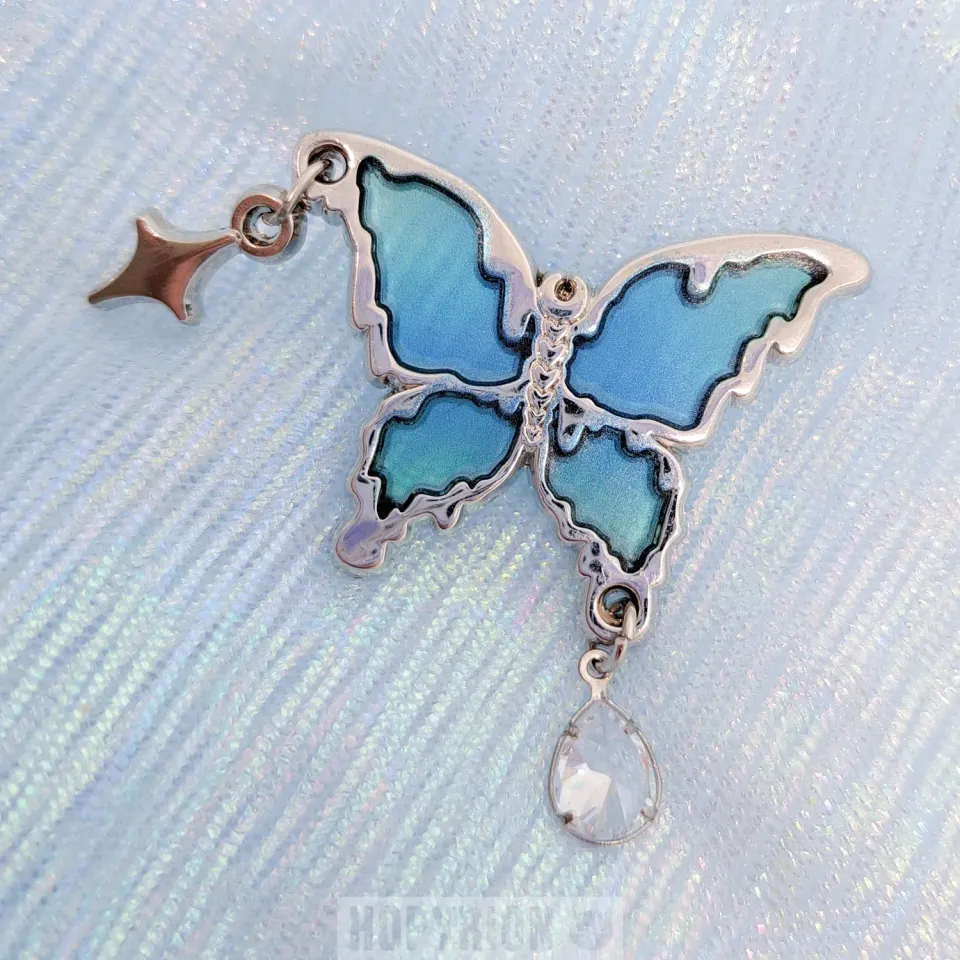 Hopyrion Glass Wing emaljepin 4 cm blå