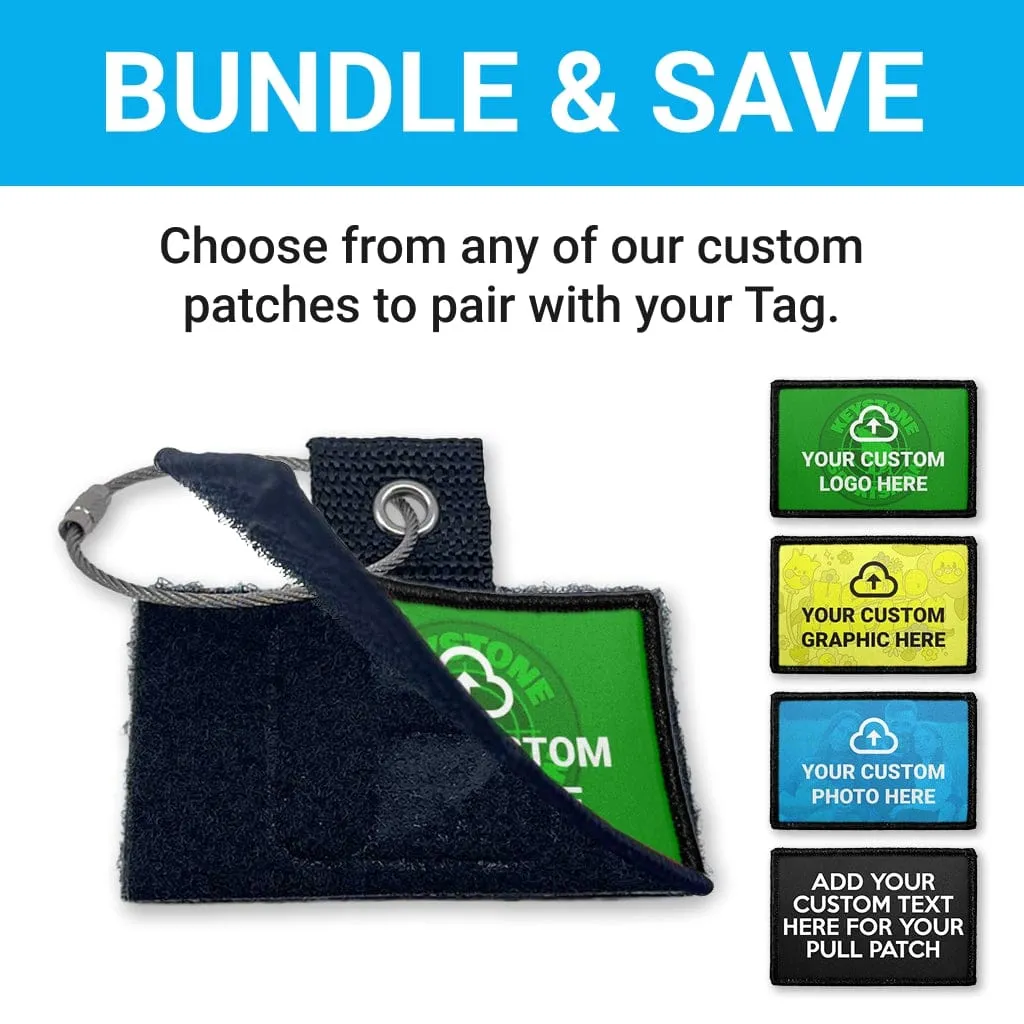Pull Patch Custom Logo + Tag sæt 76x51 mm logo
