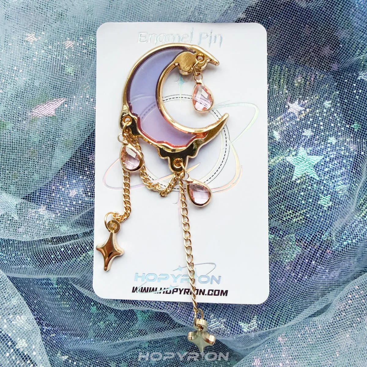 Hopyrion Moon Drop emaljepin 4 cm lavendel