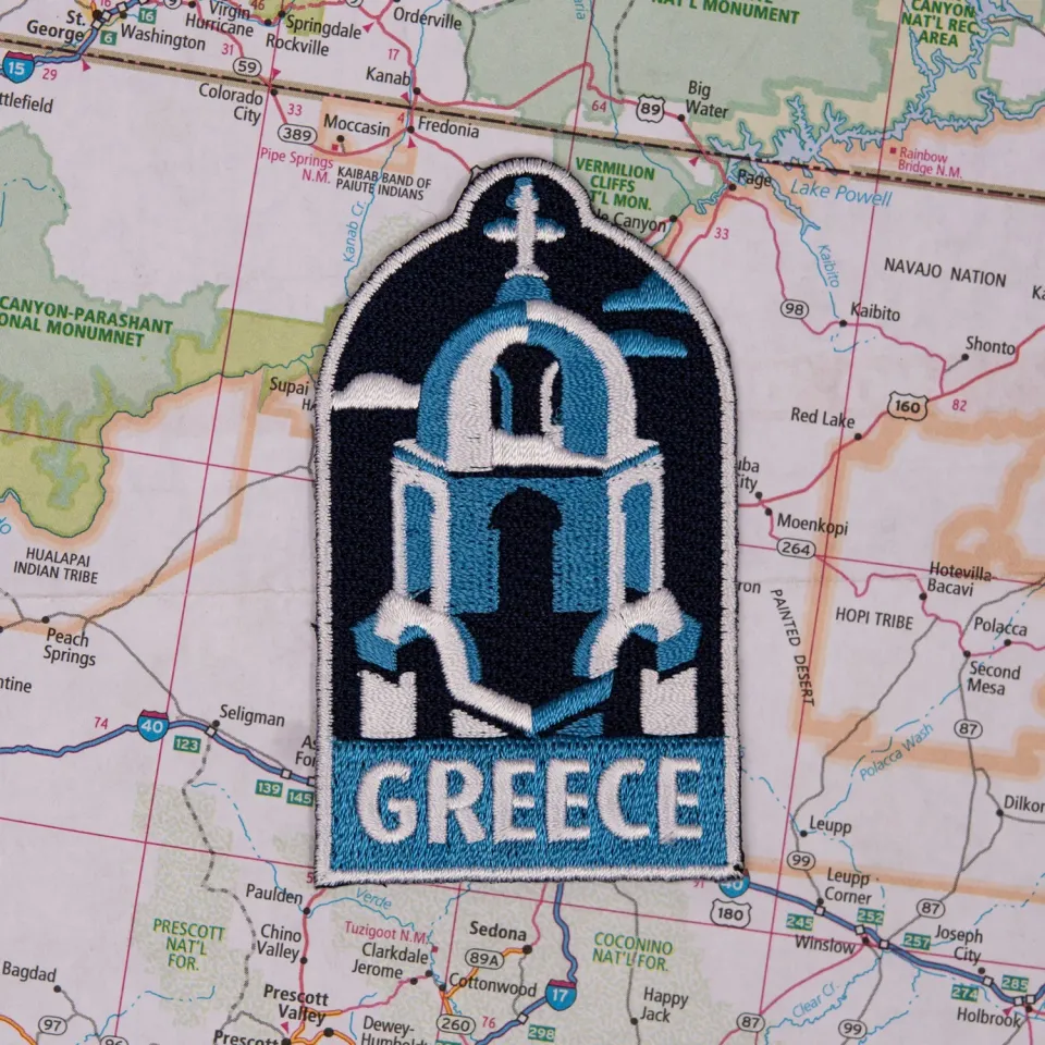 Vagabond Heart Greece strygemærke Santorini broderet