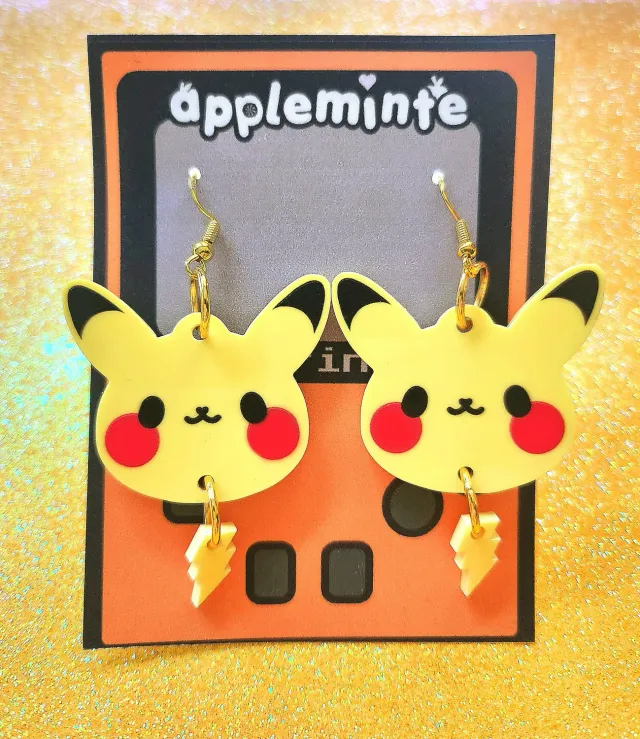 Appleminte Pika øreringe akryl med lyn 3,8 cm