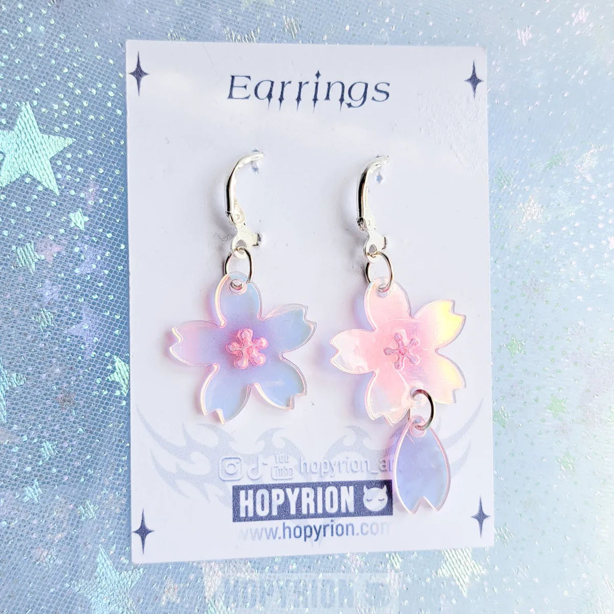Hopyrion Pink Sakura øreringe iriserende akryl