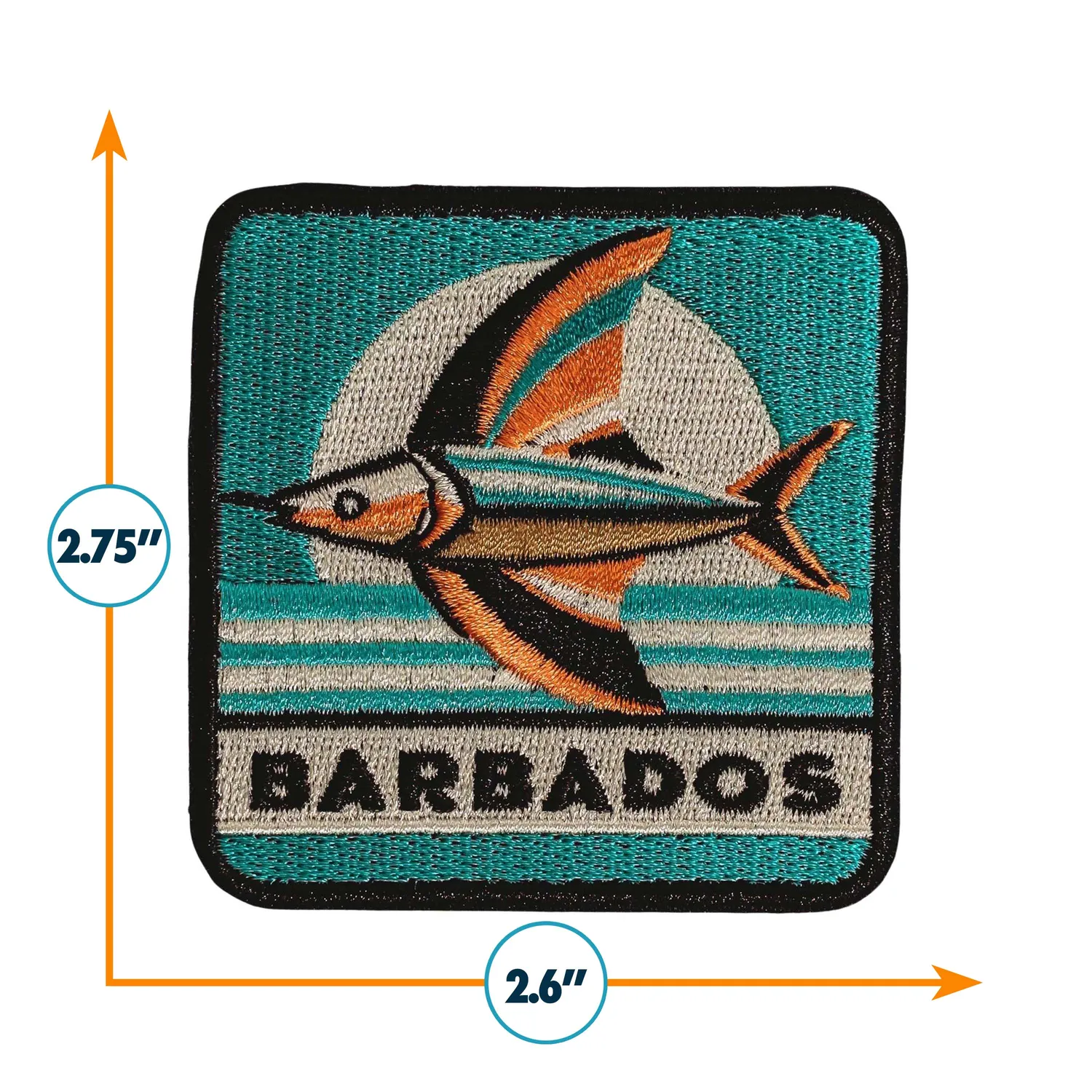 Vagabond Heart Barbados strygemærke fisk 70x66 mm