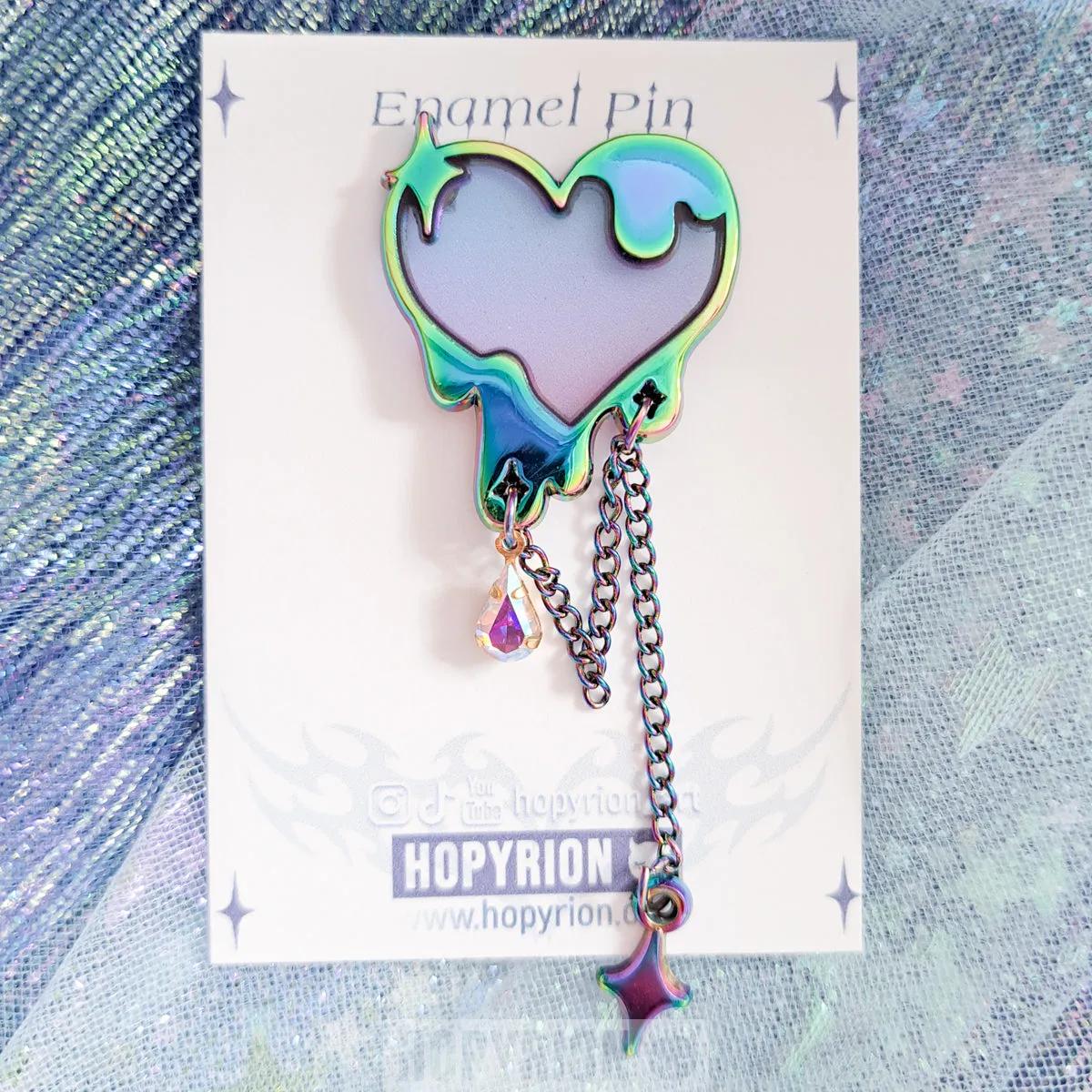 Hopyrion Melty Heart emaljepin lilla 5 cm